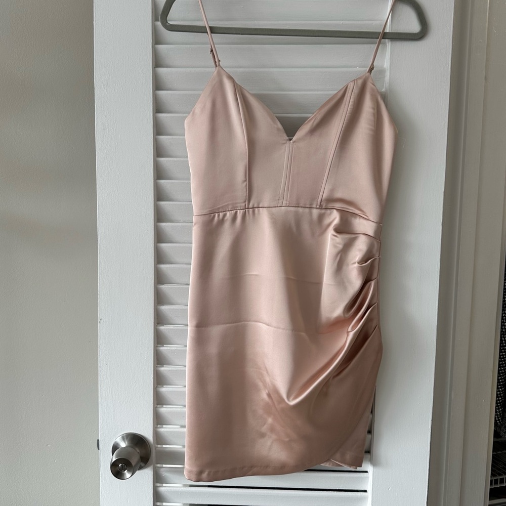Chic Satin Rouched Mini Dress